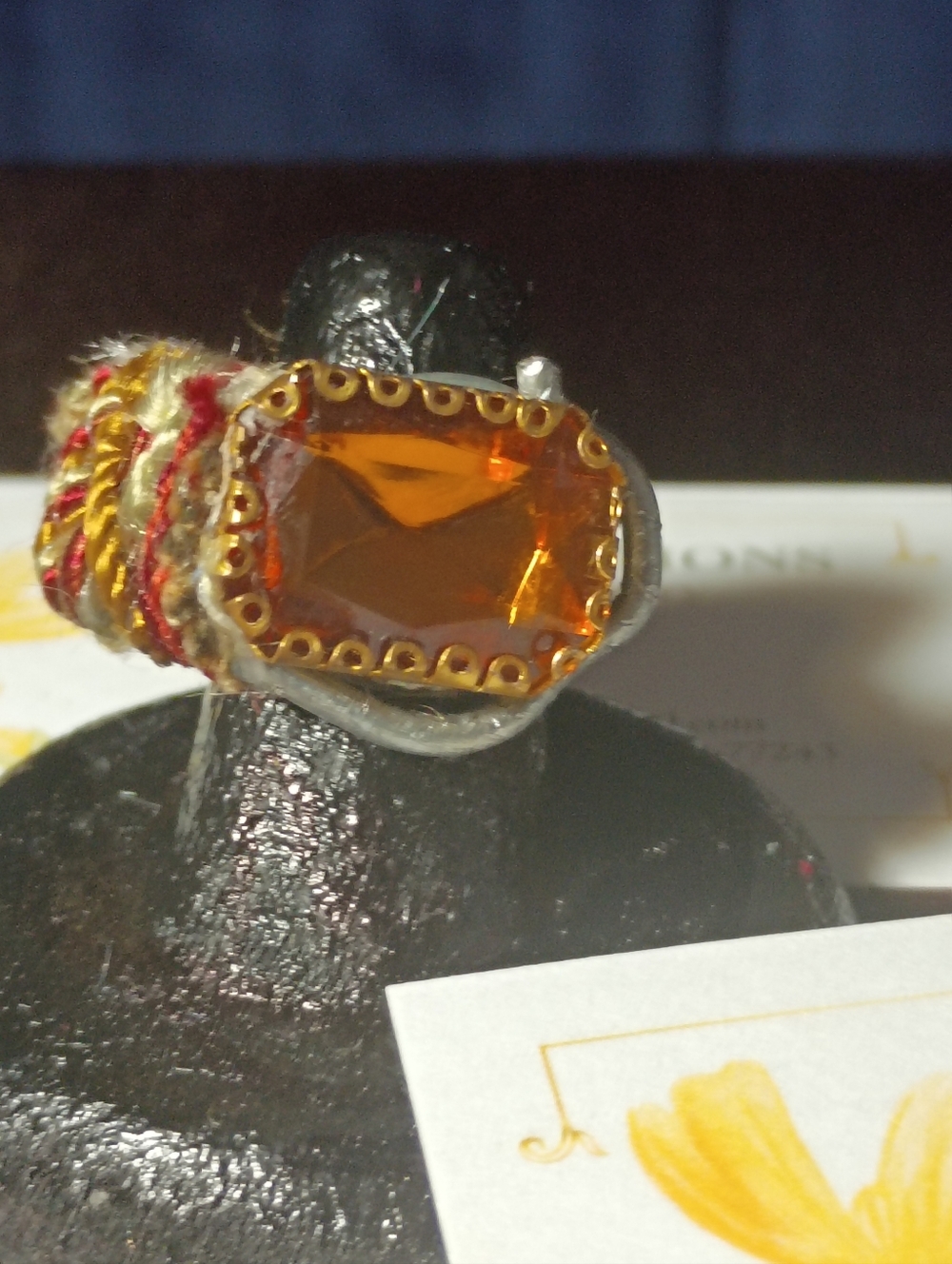 Handcrafted Amber-Crystal Statement Ring - Women Jewelry